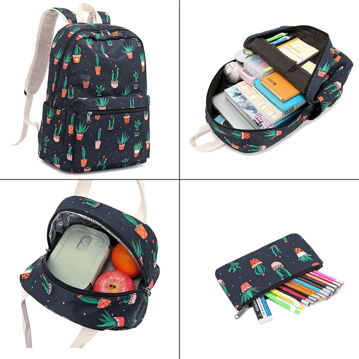 Teen Girls Backpack School Book Bag Set with Lunch Box and Pencil Case ...