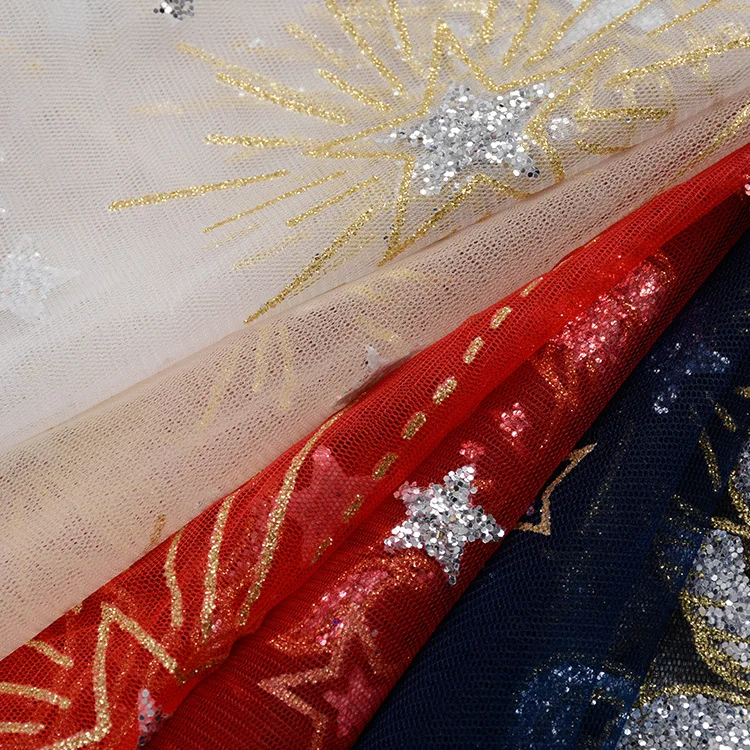 Блестящий дизайн Moon Stars Unicorn Печатный тюль сетчатая ткань для рождественского платья/юбки