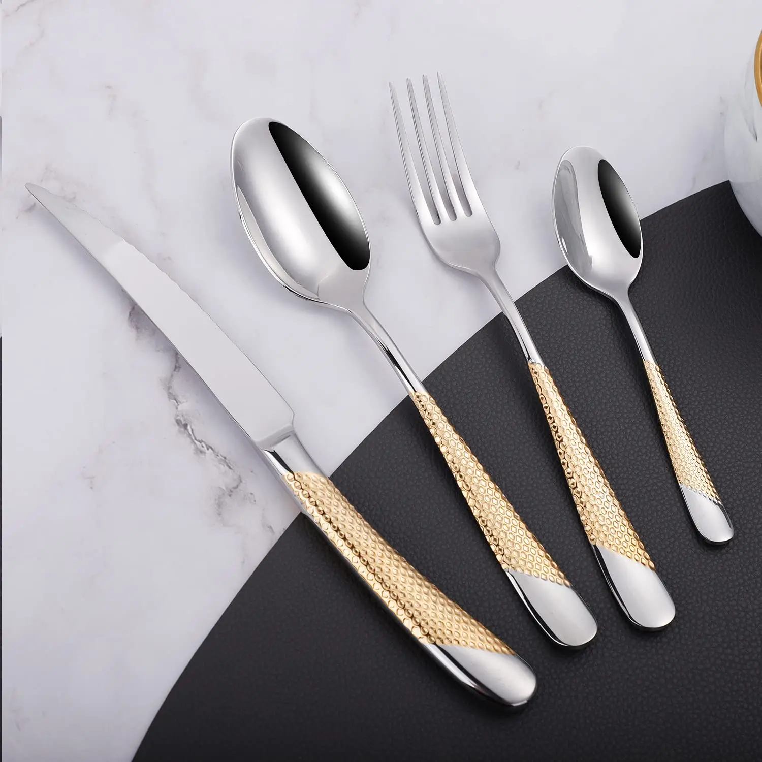 Best Selling Long And Silver Luxury Gold Cutlery Flatware Set Spoons