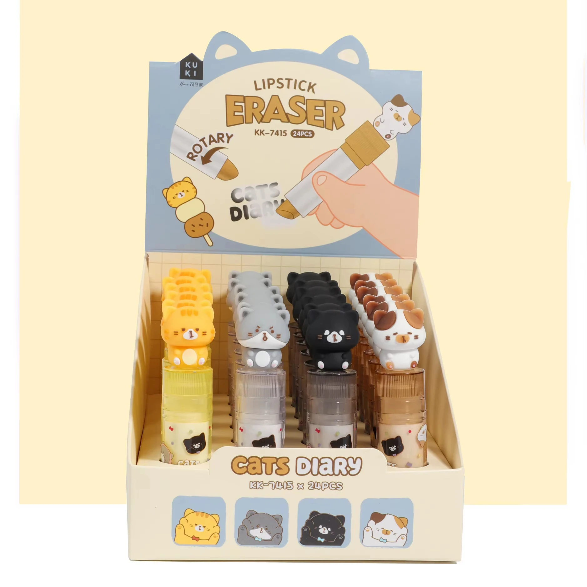 Лидер продаж от производителя школьные принадлежности детские модные милые кавайные 3d Милые спиральные кошачьи дневники карандаш ластик