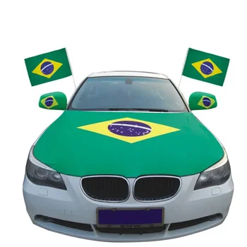 Sunshine Custom engine hood cover Car Flag Plastic Car Window Flag Poles Holders Brazil car flag