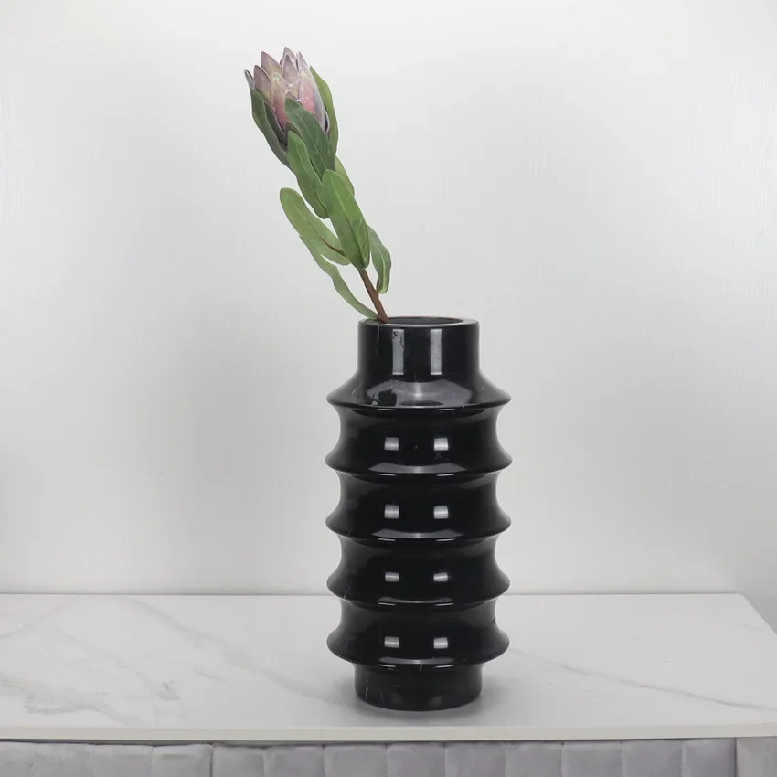 product custom black nordic style home decor creative flower vase marble-0