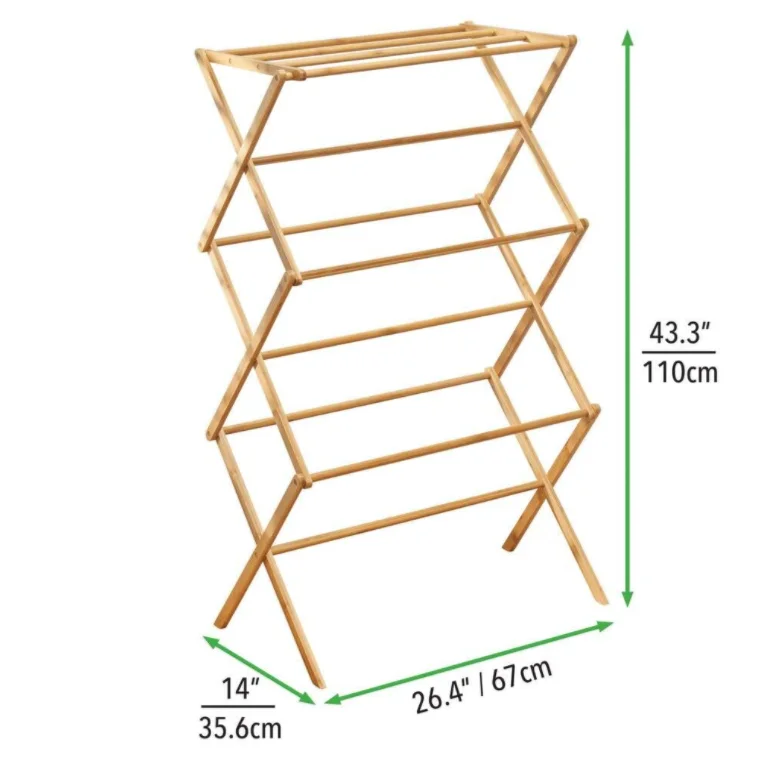 Large Capacity Indoor Outdoor Folding Bamboo Clothes Drying Rack For
