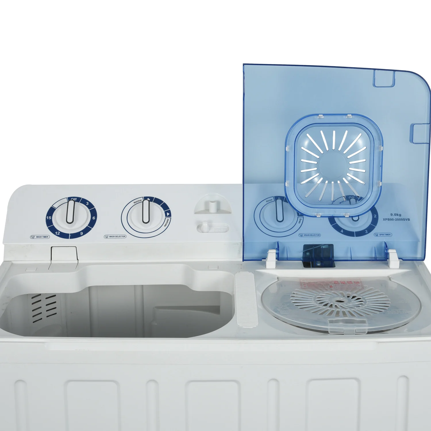 Automatic Twin Tub Washing Machine Rust-Proof Body with Transparent Lid for Household Hotel Use in English Operating Language
