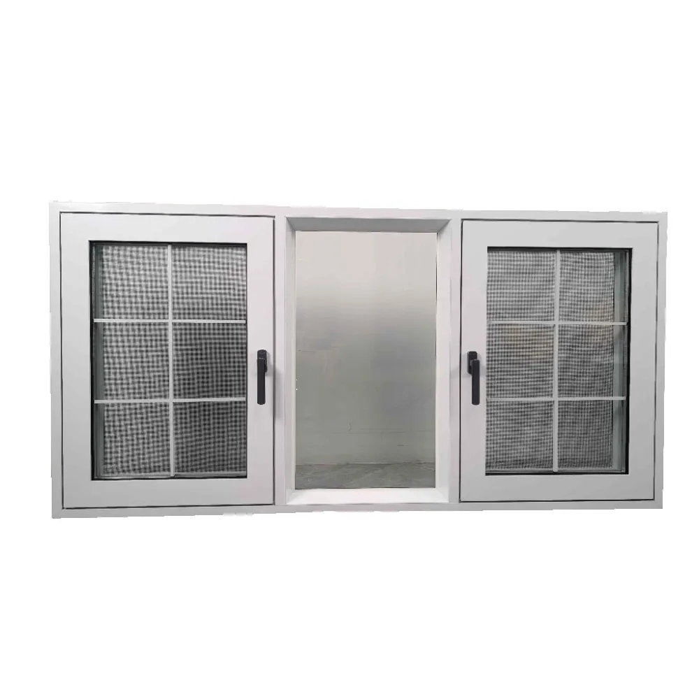 Innovative Tilt and Turn Casement Window With Thermal Break Aluminum Frame and Smart White Grid Opening Mechanisms