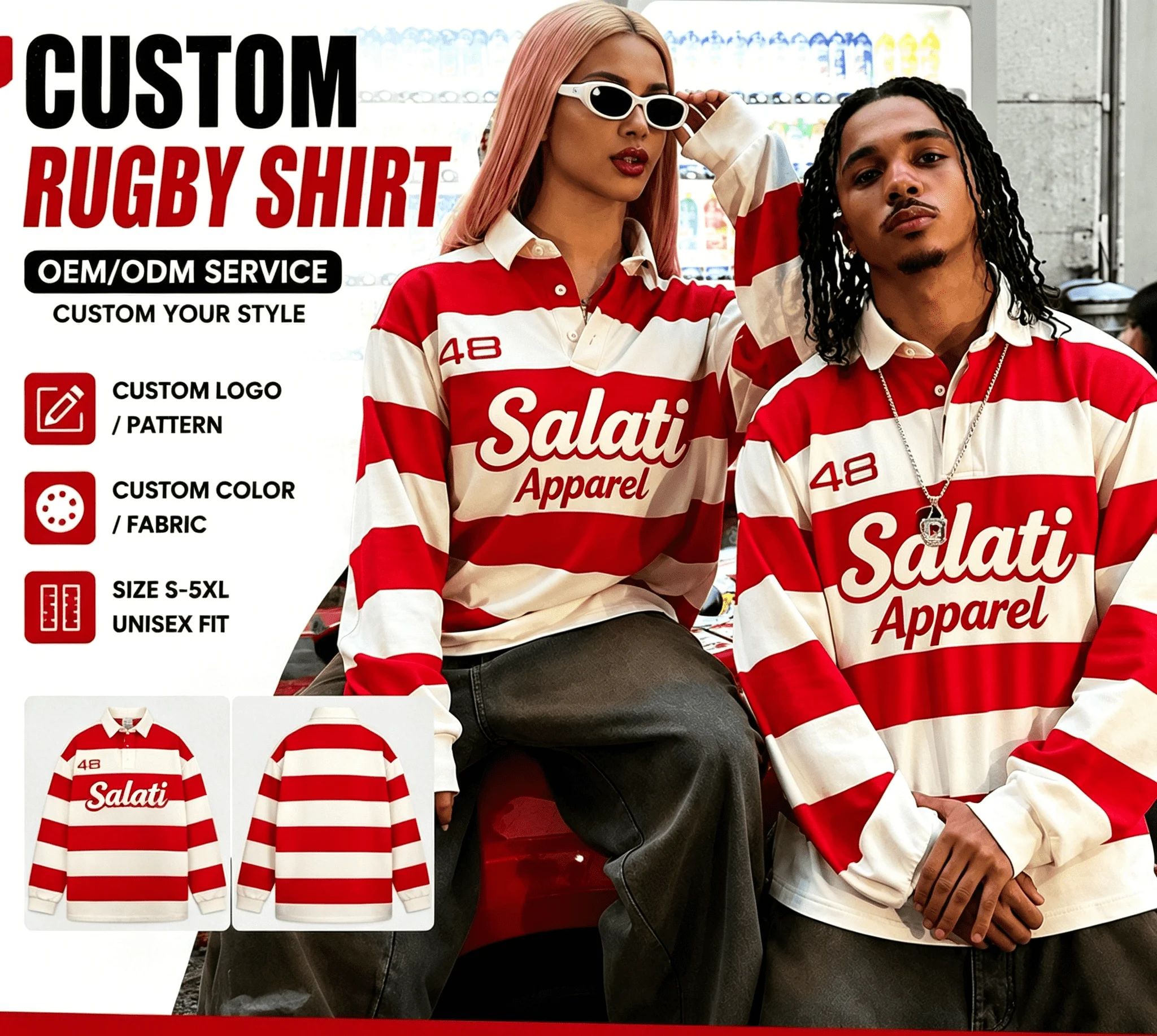 Contrast Lapel Striped Rugby Jersey Embossed Logo Oversized Long Sleeve Polo Inspired Streetwear Mens Blouse