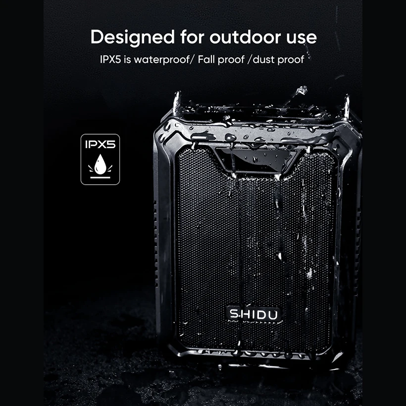 M808 Output Power 18Watts SHIDU Sound System IPX 5 Waterproof Loudspeaker Tourist Guider Amplifier with Wired Mic Headset