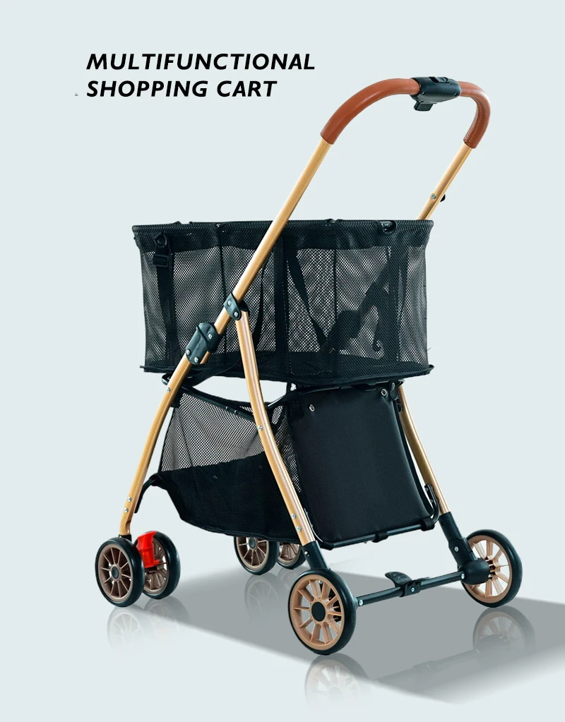 New Portable Pet Stroller for Large Dogs Double Layer Pet Shopping Cart with Removable Wheels for Outdoor Use and Shopping10