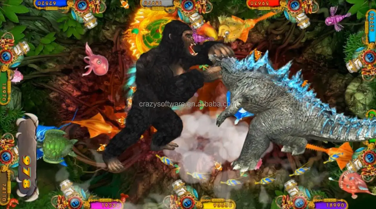 High Quality Indoor Coin Operated 10 Player 86/100inch Fish Game Table in Las Vegas Ocean King 3 Plus Godzilla Vs Kong