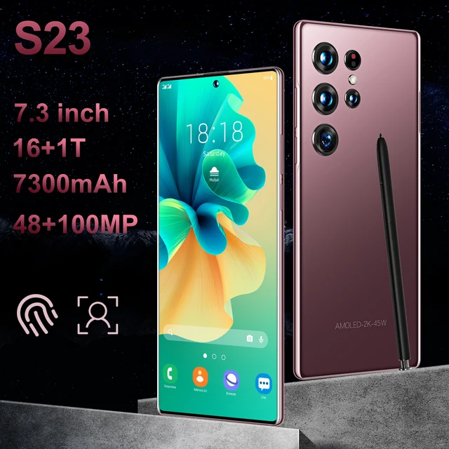 S23 Ultra Original 16gb+1tb 7.3 Inch 48mp+100mpv 3g/4g/5g High Quality Android 12 Smart Cell Phone