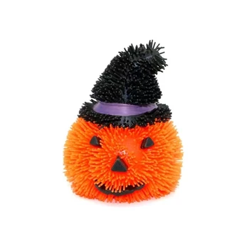 Halloween  Pumpkin LED Puffer Balls  Light up Stress Relief Ball Toys with Flashing Light  Squeeze Fidget Toys for Children