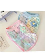 Newly Design Rainbow Stripe Pet Shirt Vest Dog Clothes for Pet Puppy Cat Apparel Costume Clothing for Teddy Summer Clothing