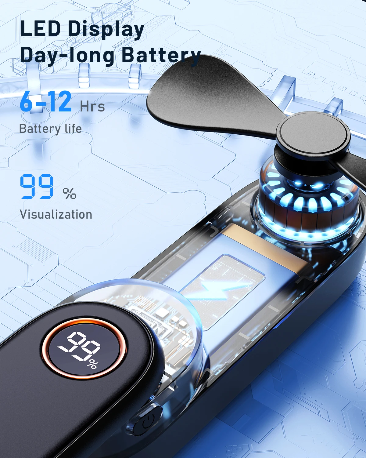 Type-C Mini Foldable Handheld Cooling Fan 2 Soft Blades Rechargeable Battery  Operated High Speed USB Portable Small Fan