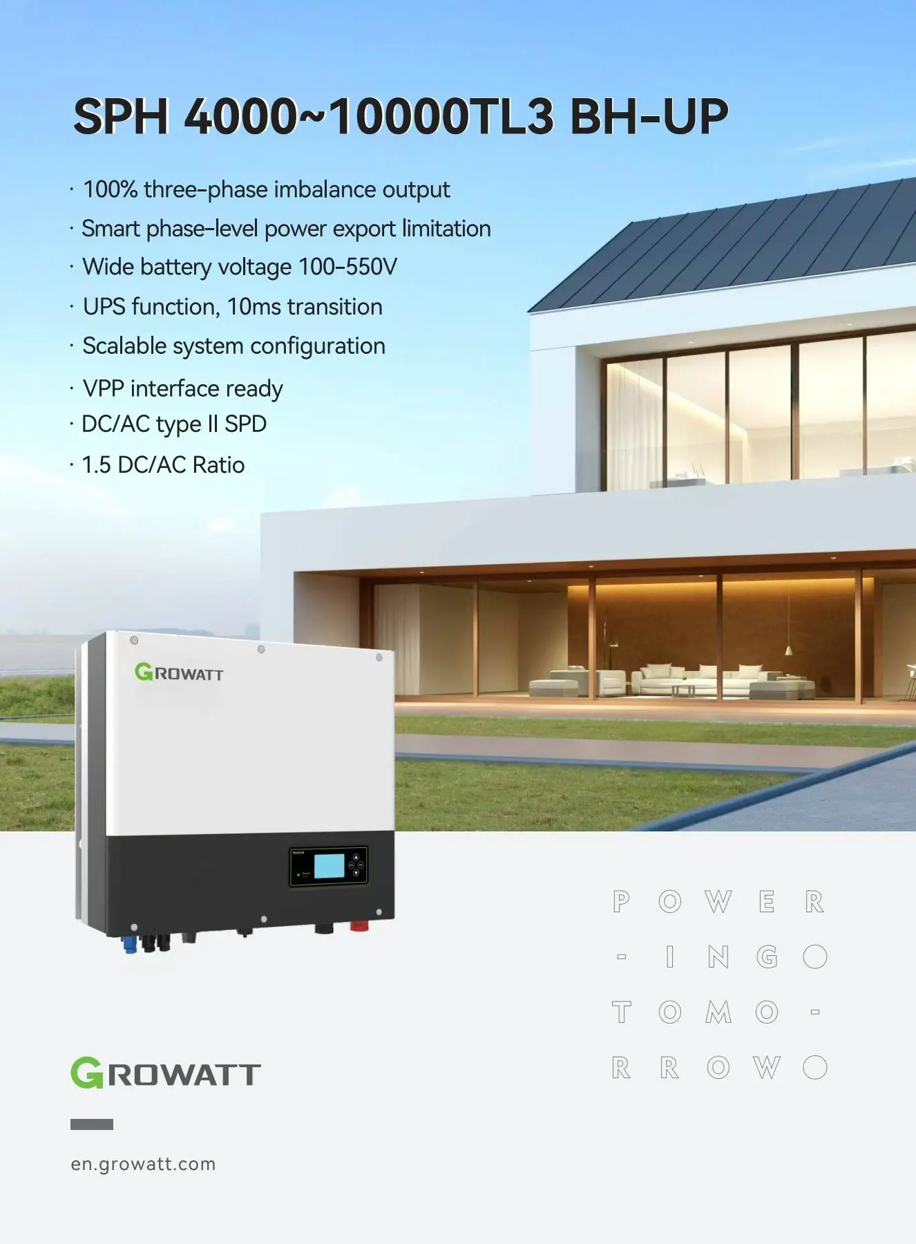 Hot Sale Growatt Three-Phase Hybrid Solar Inverter 4kw to 10kw SPH 4000 ...