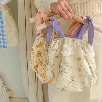 Ins Korean baby Summer Floral cute suspenders small skirt baby girl sleeveless strap romper one-piece onesie