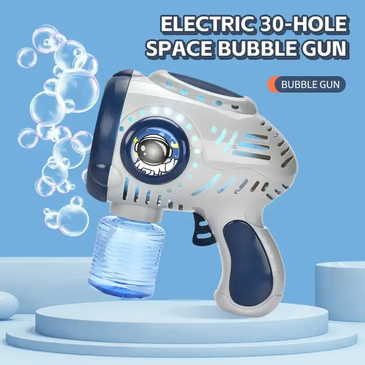 Jinying 30 Holes Bubble Blower with Light Bubble Machine Gun with Refill Solution Bubble Maker Toys for Kids