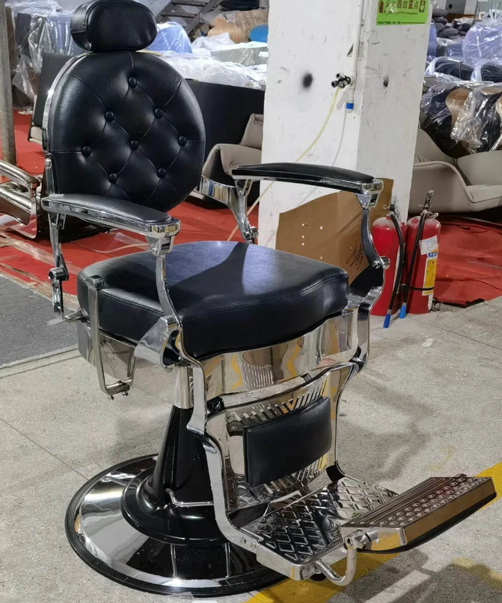 READY for SHIPPING Latest European Style Aluminium Alloy Heavy Duty Gold and Black Barber Chairs Styling Chairs Salon Chair