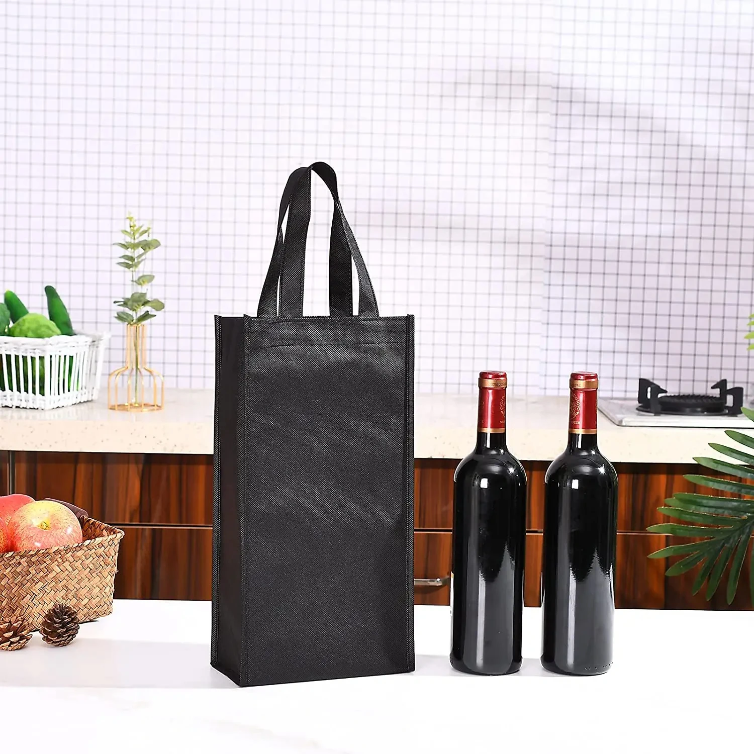 Promotional Reusable Logo Custom Non Woven Bag Non Woven Wine Bags for Wine Bottles