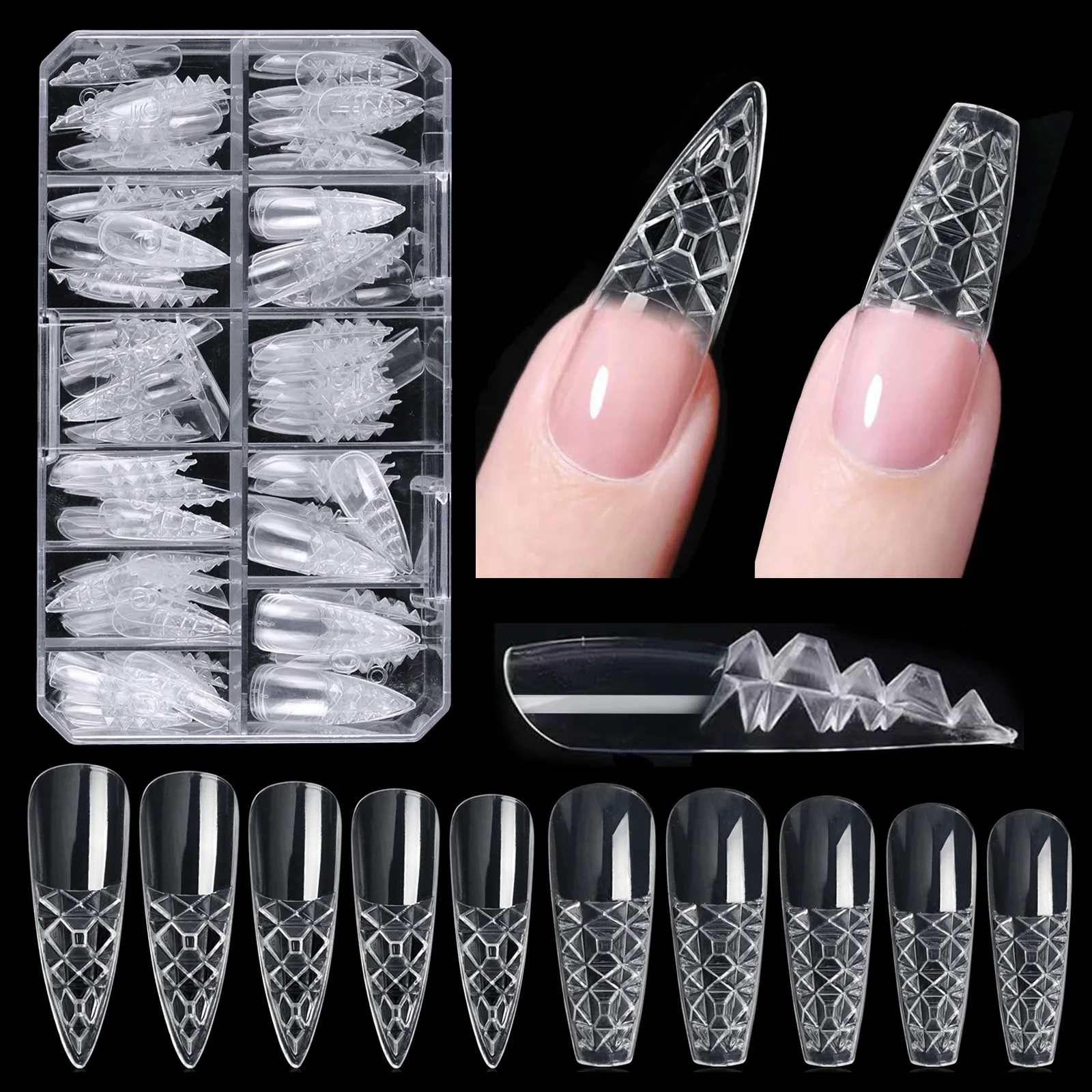 120pcs /box Concave-Convex 3D Half Cover False Coloured Glaze Nail Tips