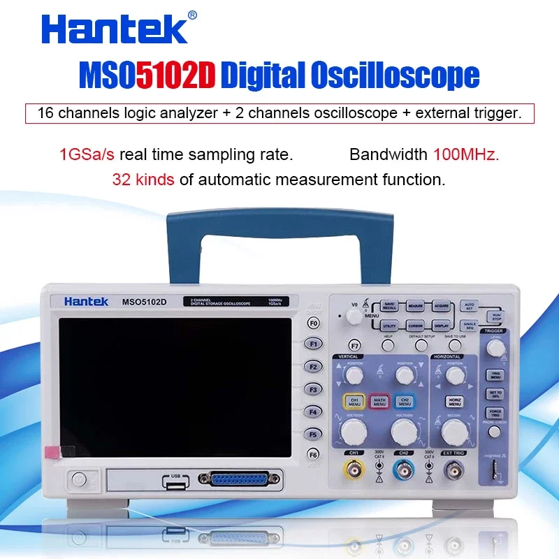 Hantek Mso5102d 100mhz Mixed Signal Oscilloscope 16 Channels Logic