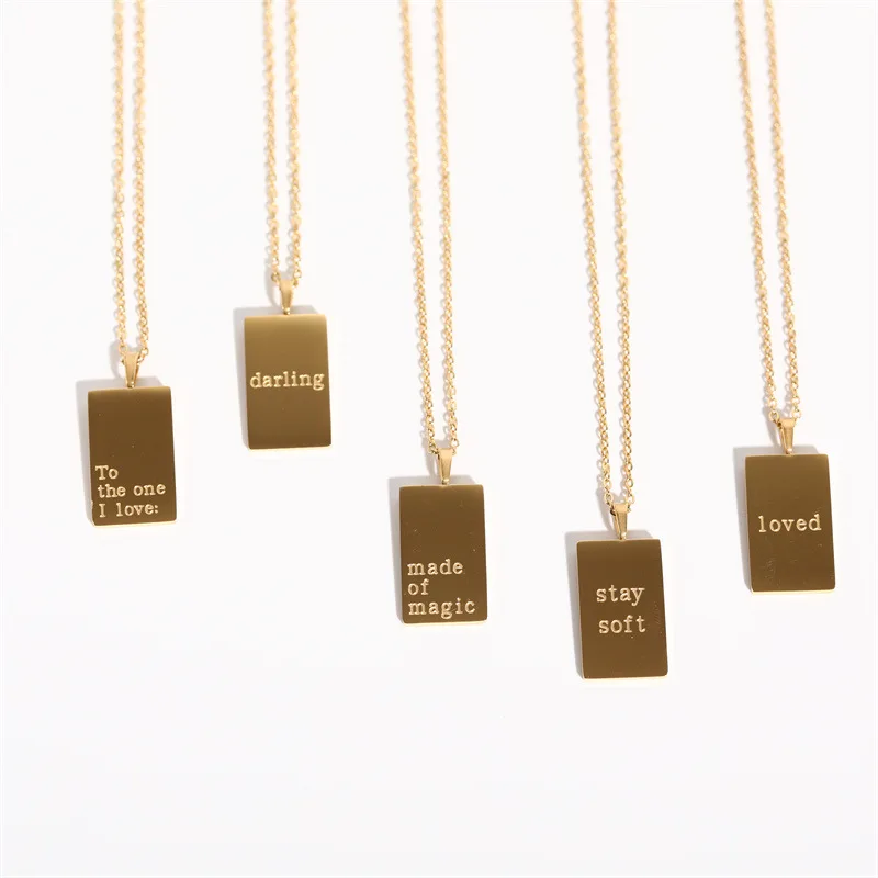 Engraved Letter Pendant Necklace 