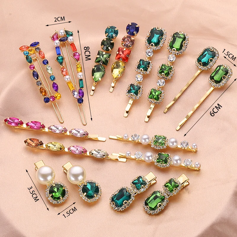 Kaplan Center Color Crystal Spring Hair Clips Handmade Beads Hair Barrettes  For Women Girl Fashion Simple Hair Accessories | Fruugo UK