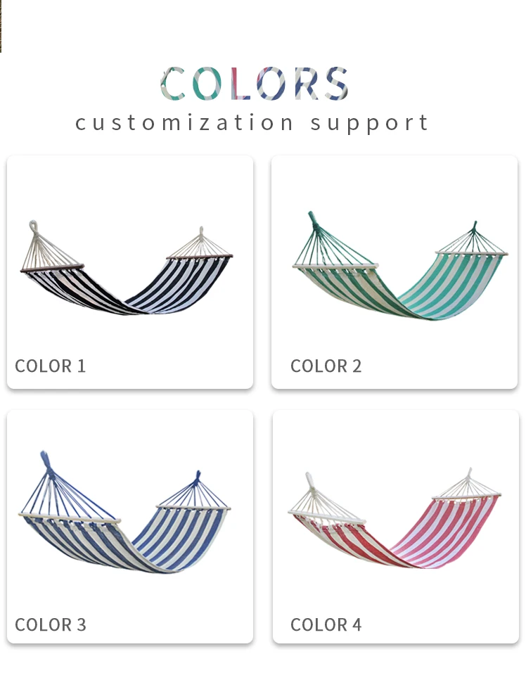 Outdoor Outdoor Leisure Striped Color Single Cotton Canvas Hammock With