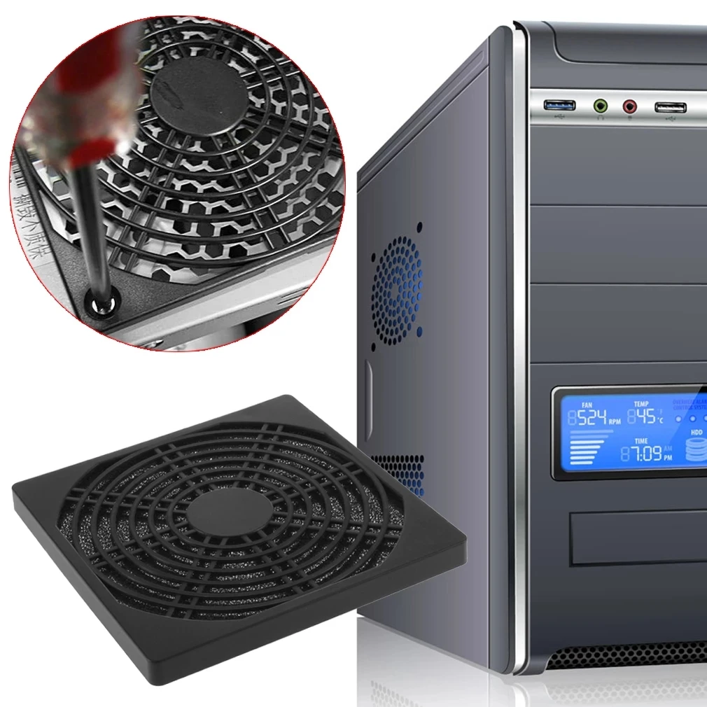 PATIKIL 120mm Ventilateur Filtre Grille Protection 8 Paquet - ABS Plastique Noir Pour PC