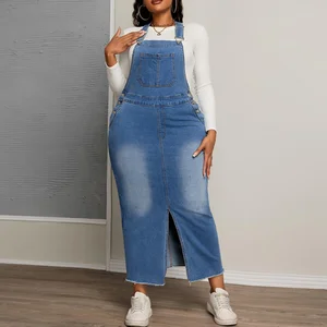 Y218681 Fashion Plus Size Denim Dresses Women Casual Versatile Denim Strap Jeans Dress Women Slim Summer Dresses for Ladies