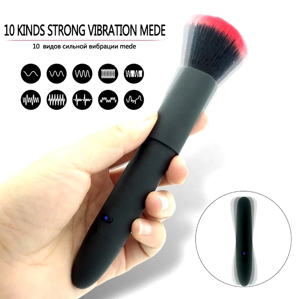 Trendy Cheap Vibrating Makeup Brush Vibrator Female Sex Toy Make-up G Spot Dildo Vibration for Women