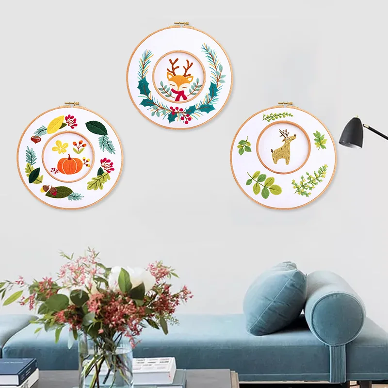 5456 Flowers Plant Pattern Embroidery Cloth Set Cross Stitch Kit Hand Craft Beginner DIY Embroidery Starter Kits