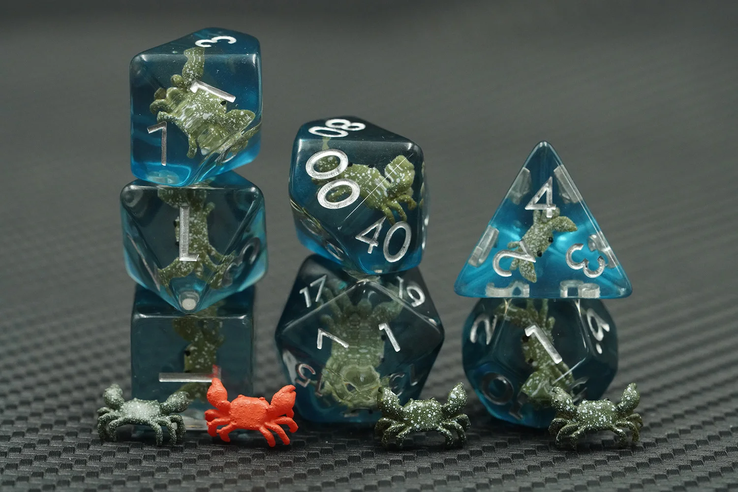 Customizable Logo 7pcs DND Crab Resin Soft Edge Dice Set Polyhedral Polyhedron Square Shape Plastic Acrylic for Board Games details