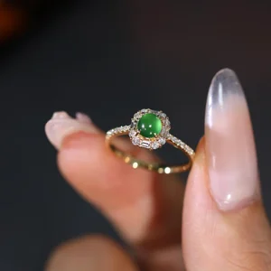 Jade Ring Solitaire Engagement Ring Marriage Rings With Diamond Gemstone Charm Ring Custom Wholesale Fine Jewelry