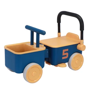 4-Wheel Plastic Ride-on Toy Car for Kids Foot-to-Floor Design with Push Handle for 2-4 and 5-7 Years