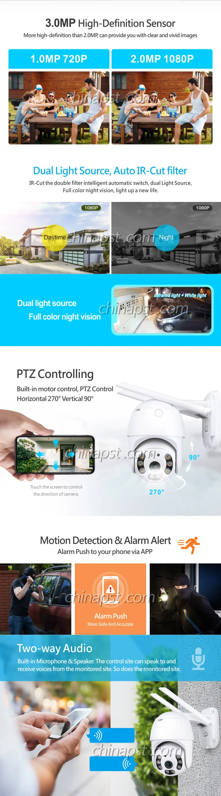 Best Tuya Smart PTZ Camera Night Vision ON-VIF Wireless CCTV WIFI Camera Outdoor for Home PST-ST-393