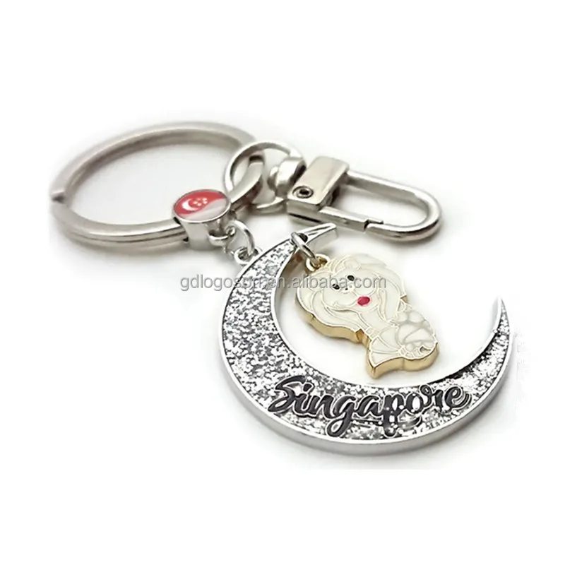 シンガポールキーホルダーお土産ヴィンテージ亜鉛合金キーリング銅刻印