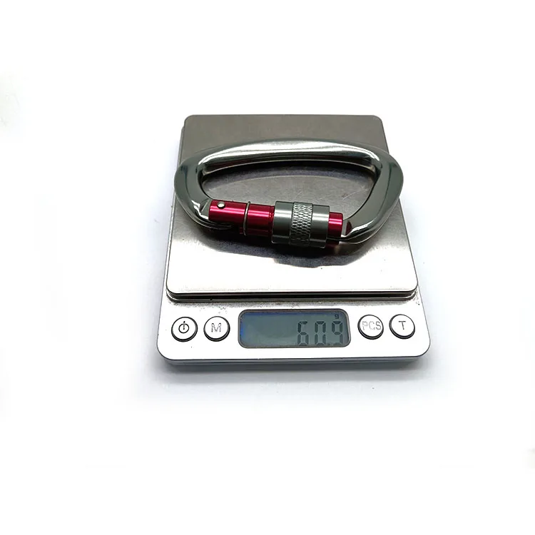 Safety auto Locking Carabiner Karabiner with EN certificate aluminium snap hook camping outdoor mosquetones de escalada de 25kn