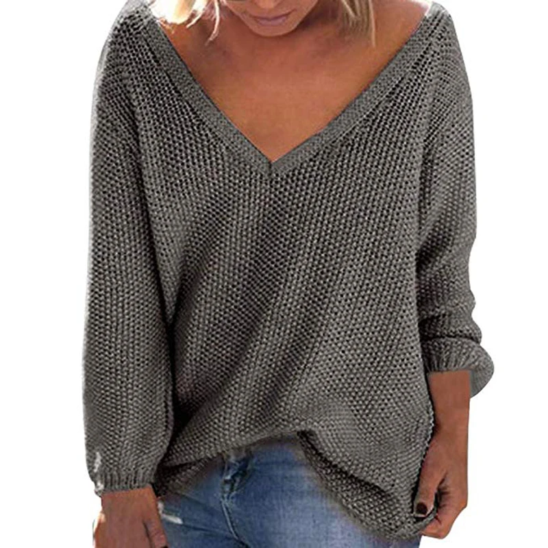 S - 4xl V Neck Loose Knit Spring Autumn 