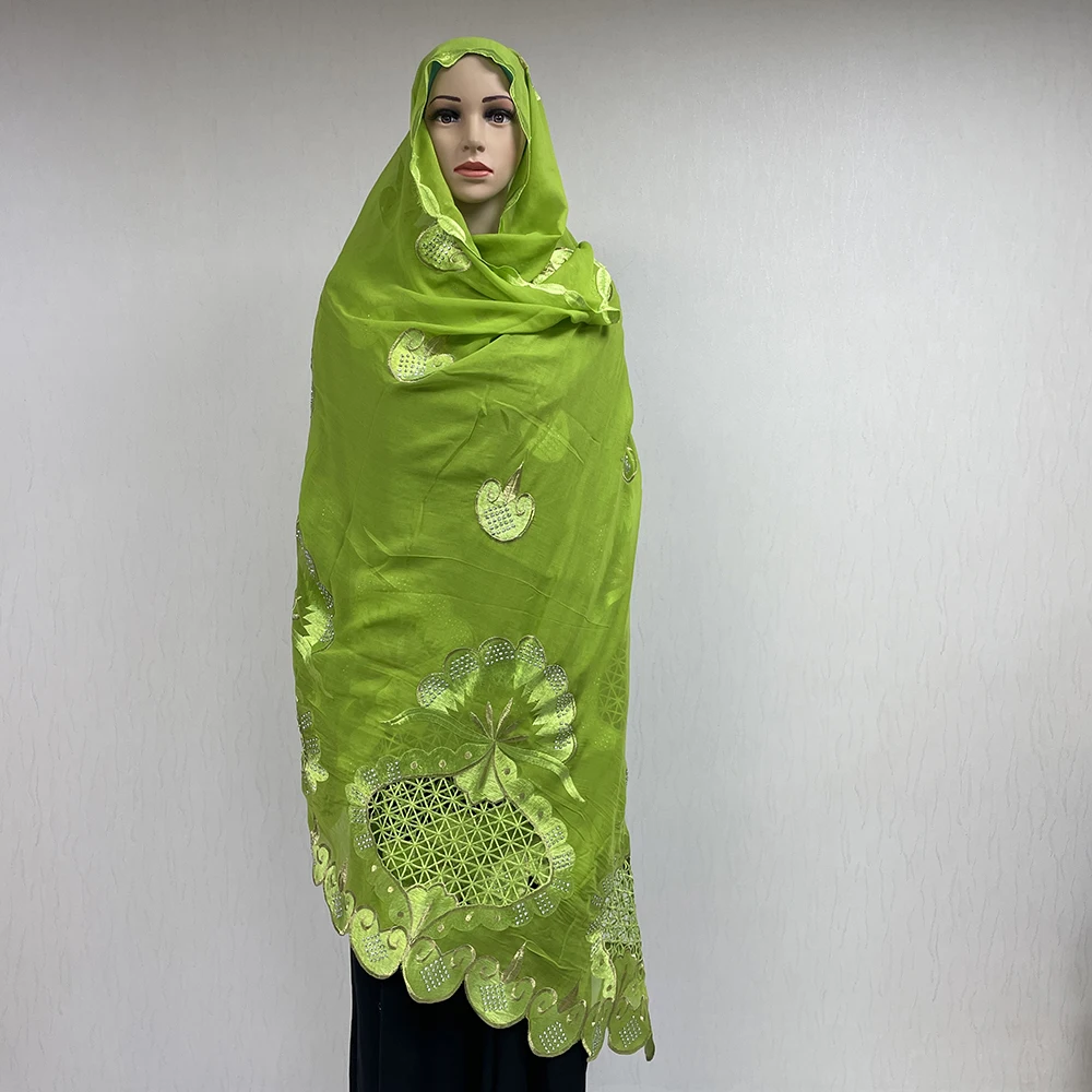 Fashion Arab Large Cotton Voile Scarf Muslim Hijabs Scarf Floral Embroidery Shawl For Women 9838