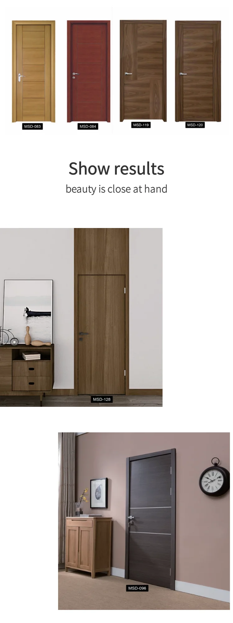 Factory Wholesale Popular Solid Wooden Door Bedroom Interior Wood Door
