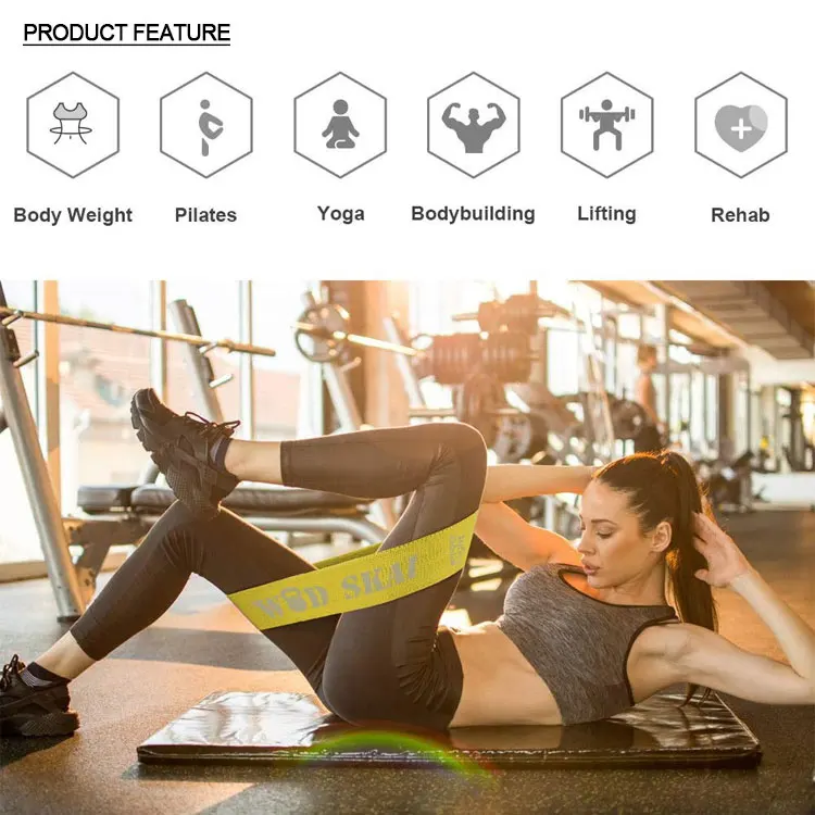 Custom Logo Non Slip New Cotton Fitness Booty Bands Workout Exercise Elastic Fabric Hip Circle Set Glute Resistance Bands