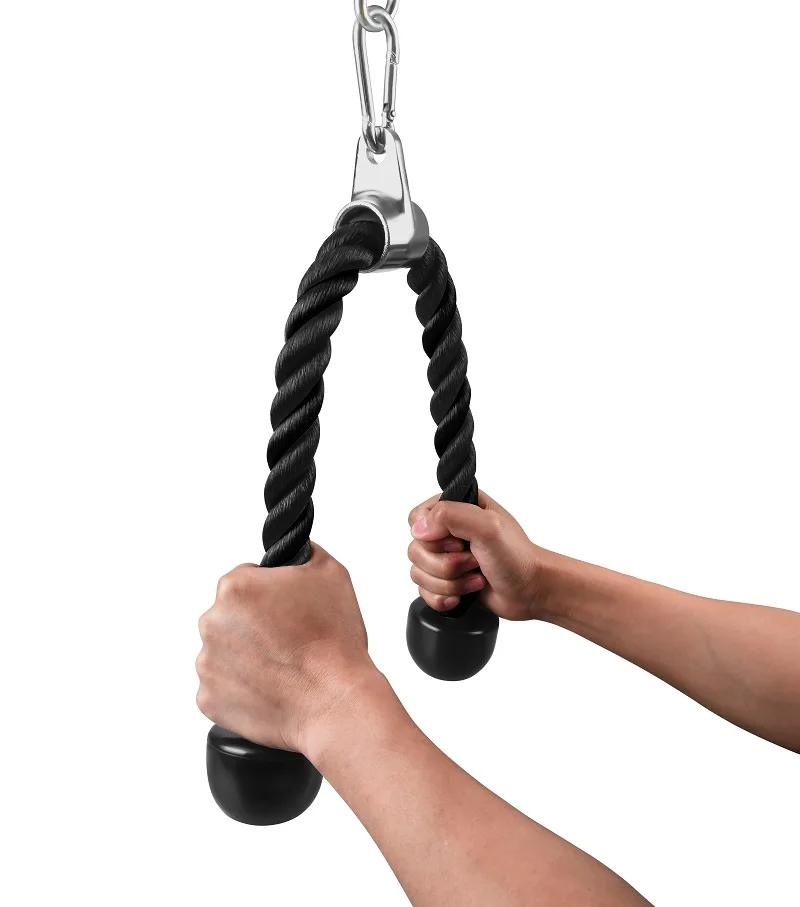 Китай Оптовая Красочные 27 дюймов 30 дюймов Универсальный прочная нейлоновая оплетка продлевает гимнастический канат тренировки бицепса Трицепс веревка Кабельное приспособление