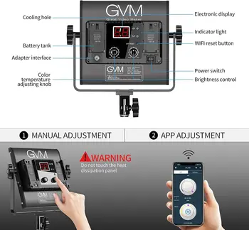 GVM 480LS 2 Pack LED Video Lighting Kits with APP Control, Bi-Color Variable 2300K~6800K for Video Photography detail image
