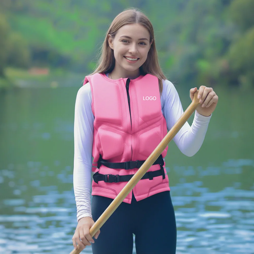 سترة أمان نسائية مصنوعة من مادة النيوبرين لركوب اللوح الواقف (SUP) وركوب الزورق المُجرَّر وركوب الأمواج، وسترة تأثير مخصصة، وسترة نجاة 50 نيوتن للكبار، وسترة إنقاذ شخصية (PFD)