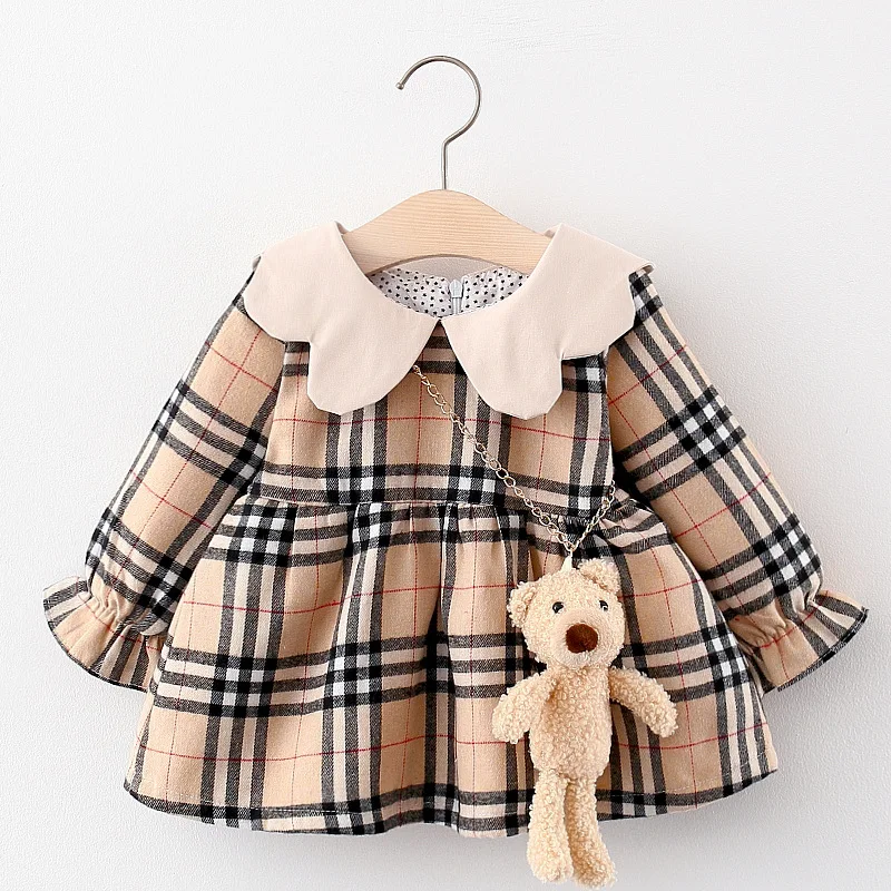 2020 осенние модные платья для маленьких девочек с милой сумочкой