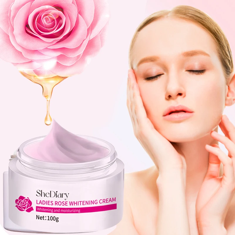 SheDiary-crema hidratante facial coreana para el cuidado de la piel, etiqueta privada, brillo rosa, blanqueamiento orgánico Natural, crema de rosas faciales