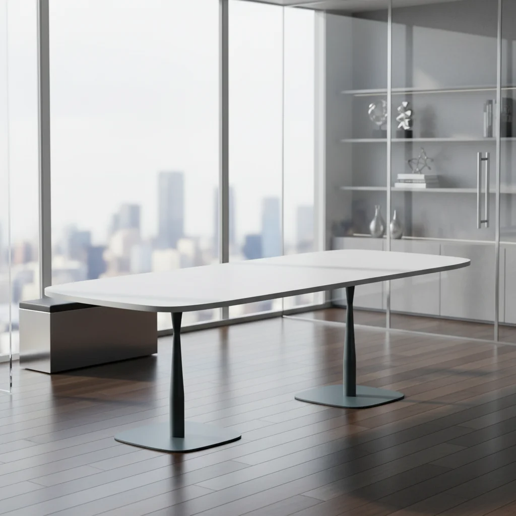 Modern Boardroom Conference Desk Large Space Steel Feet Design Corporate Meetings Reliable Office Furniture Extendable Durable 4