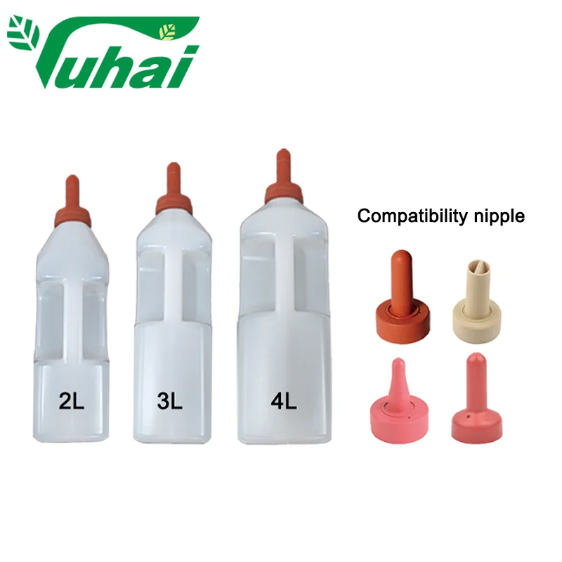 בקבוק פלסטיק להזנת עגלים עם גלומות ניתנות להחלפה | בקבוק חלב בנפחים 2L, 3L, 4L לעגלים