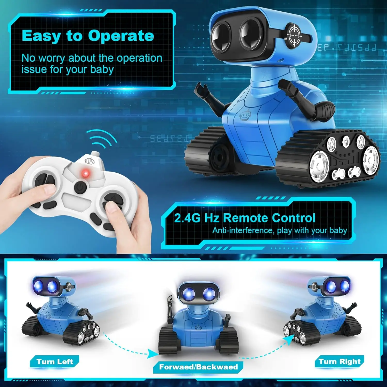 RC Robot Toy with Music & LED Eyes for Kids - Image 3