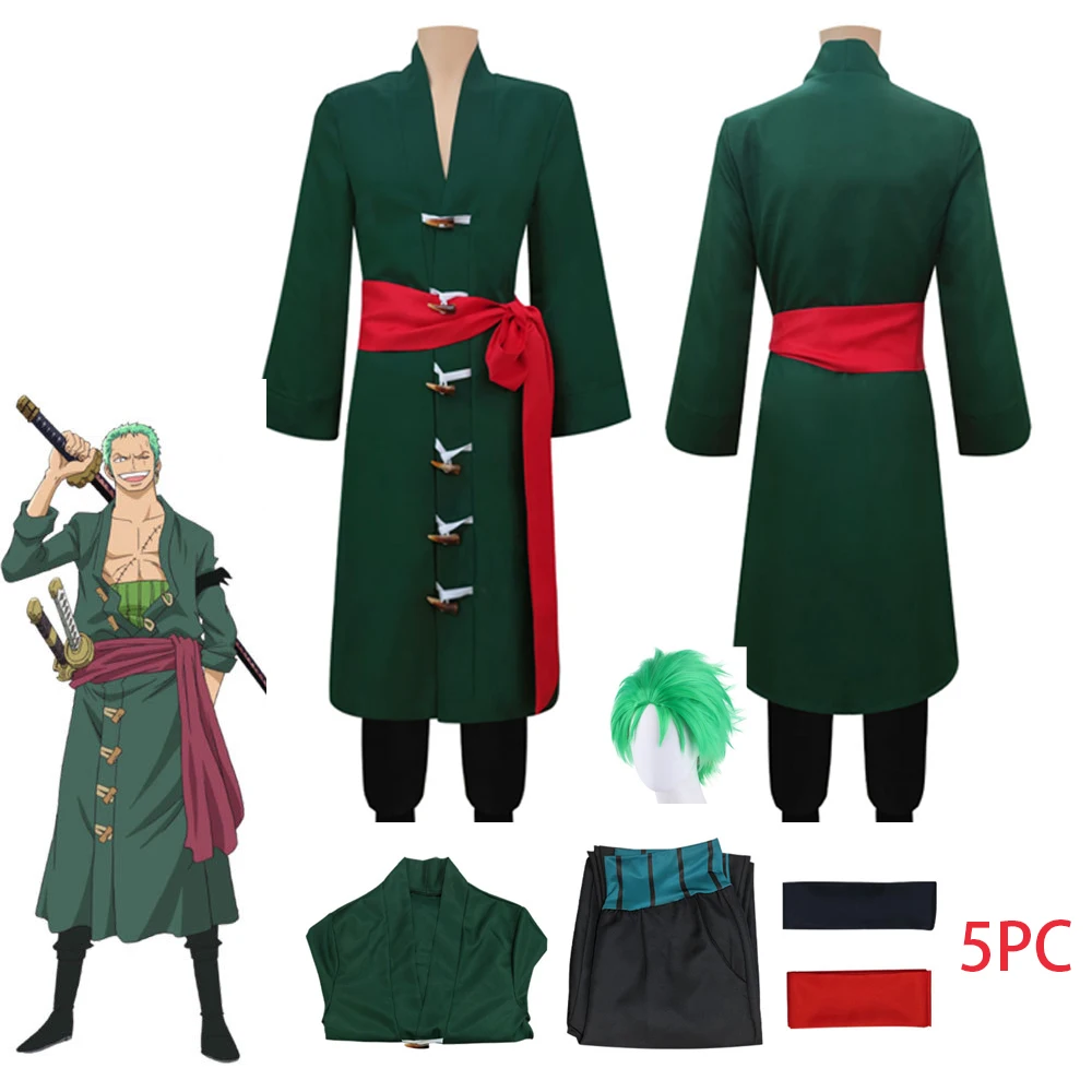 Anime Cosplay Roronoa Zoro Cosplay Costume Adult Dark Green Trench ...